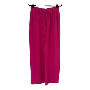 Zara Pink Wide Leg Elastic Drawstring Waist Pull On Pants Size L